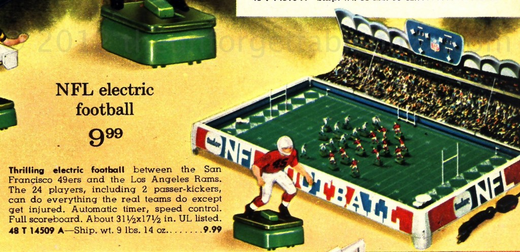 Tudor electric football NFL Montgomery Ward rams 49ers