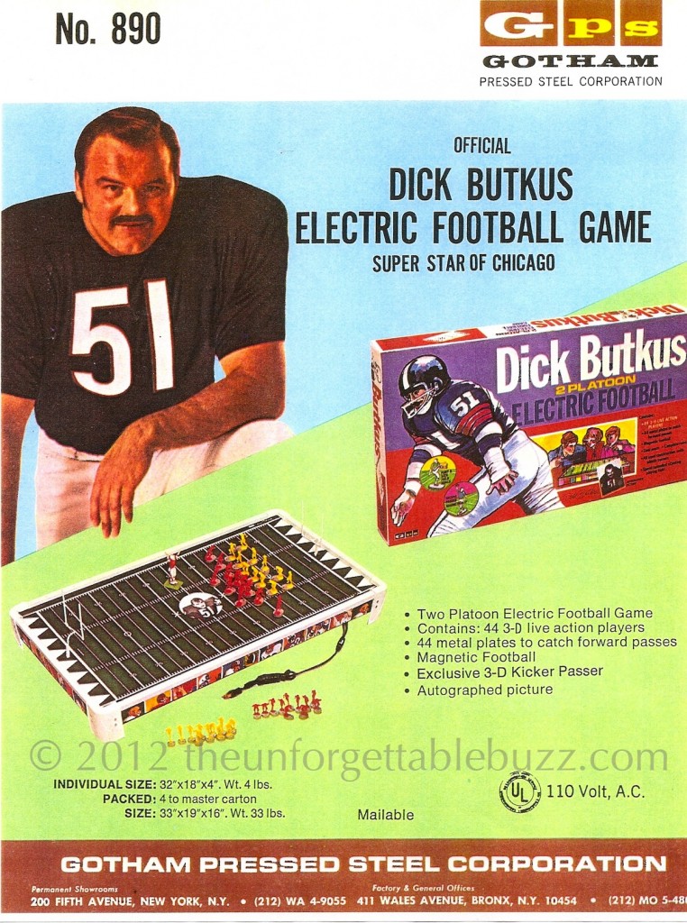Electric football gotham 1972 Dick Butkus NFL Chicago Bears