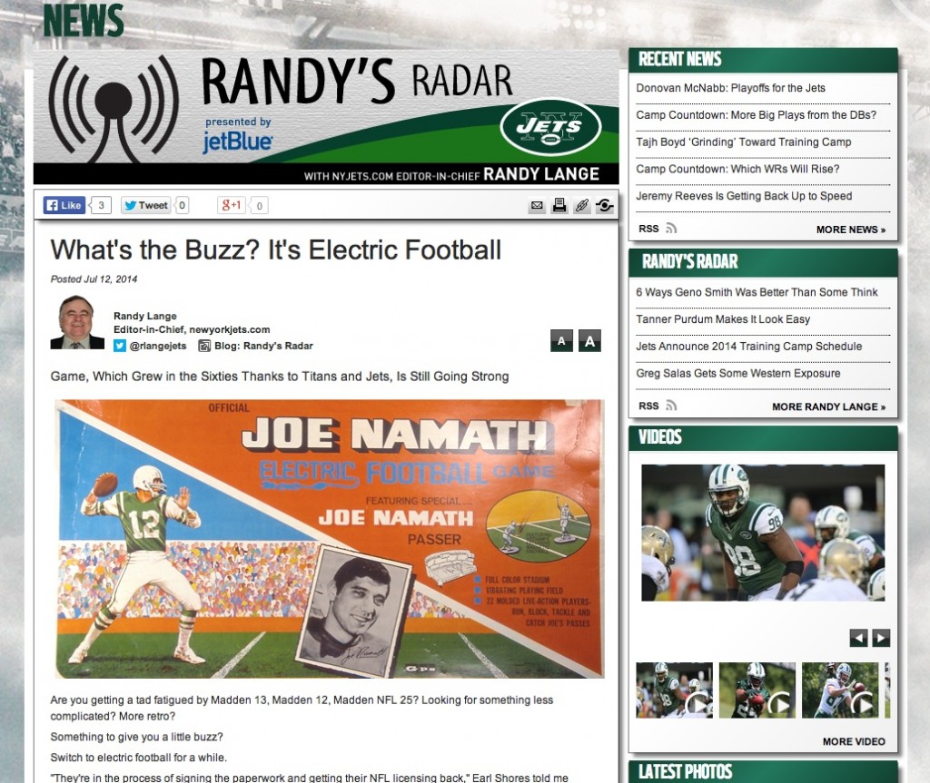 The New York Jets web page and The Unforgettable Buzz