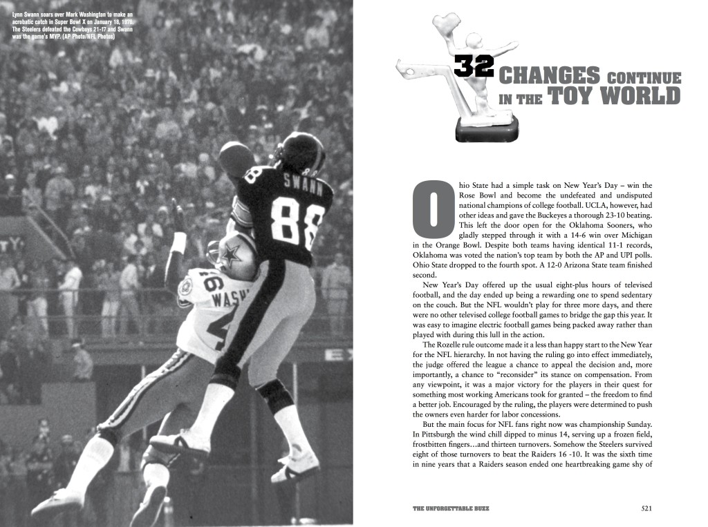 <img alt="Opening spread to Chapter 32 of The Unforgettable Buzz Electric Football Book">
