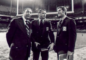 <img alt="ABC Monday Night Football Announcers Howard Cosell, Keith Jackson, and Don Meredith in 1970">