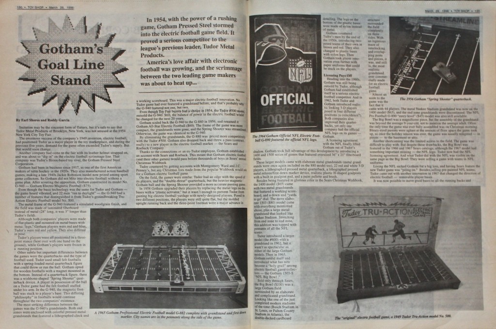 1996 Toy Shop Electric Football Article