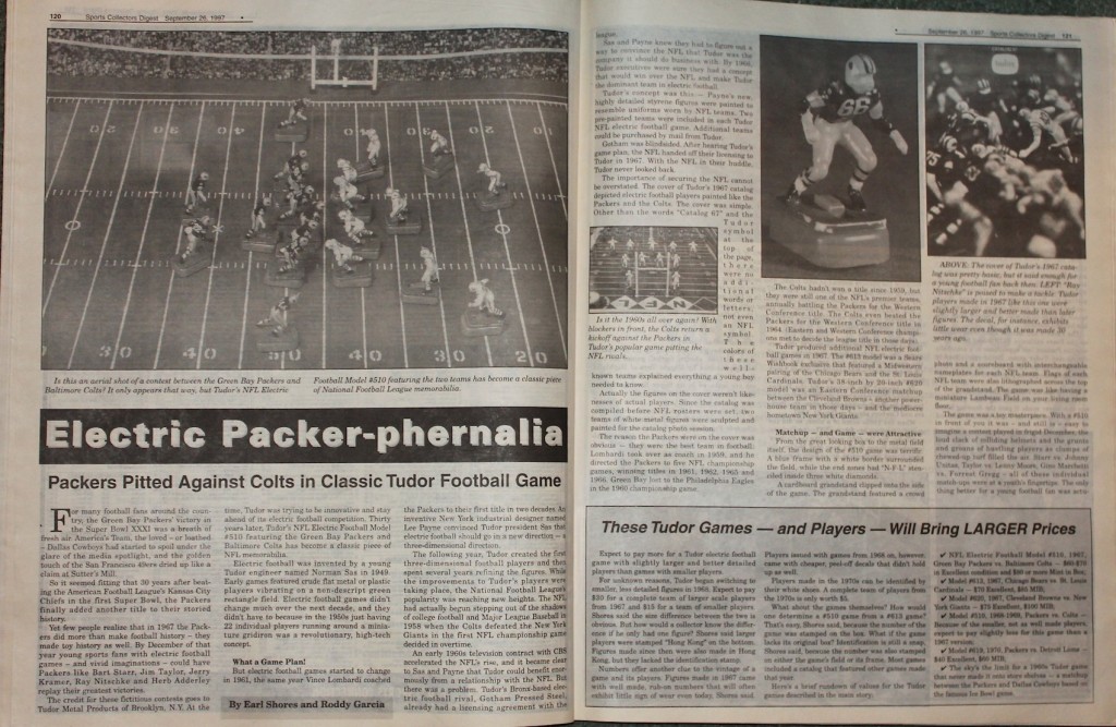 1997 Electric Football article from Toy Shop