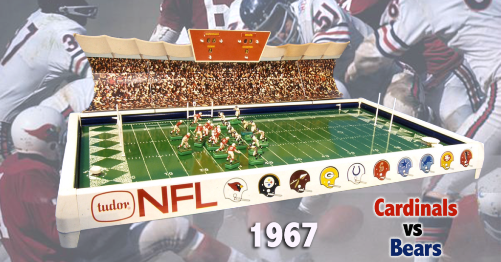 <img alt="1967 Sears-exclusive Tudor NFL No. 613 Electric Football game with the Bears vs. Cardinals">