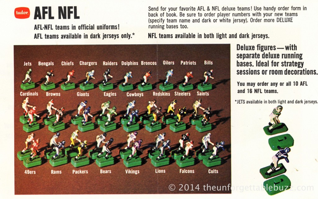 Electric Football Players from the 1969 Tudor Rule Book