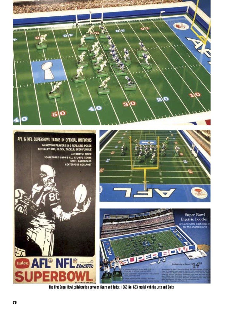 <img alt="The Super Bowl III page from the book Full Color Electric Football">