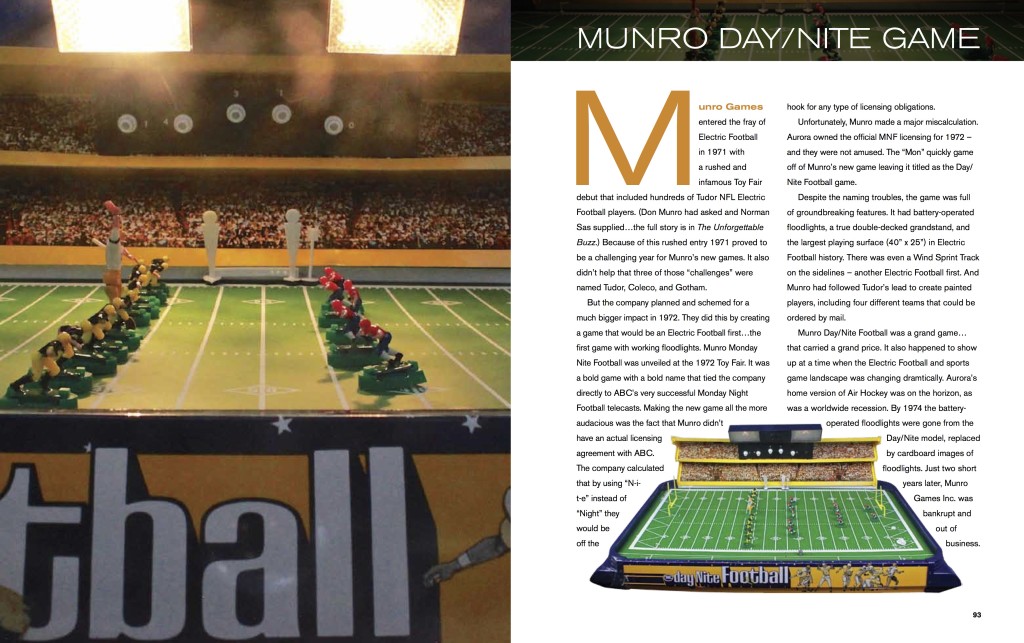 Electric Football Timeline 1972 Munro Day Nite game