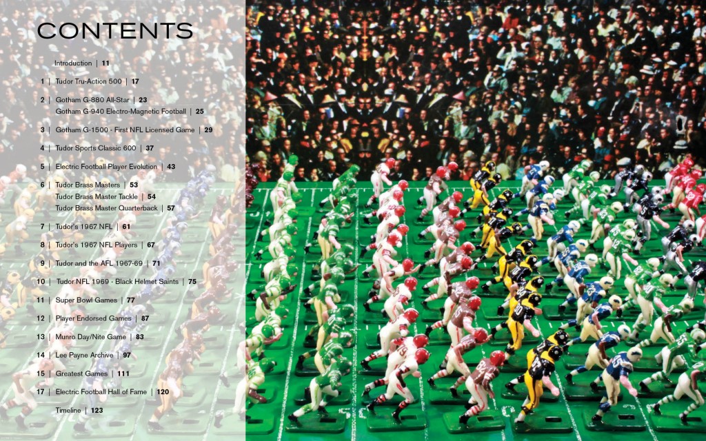 The Table of Contents from our upcoming Full Color Electric Football™book.