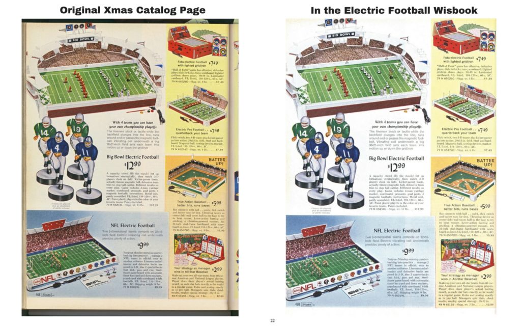 <img alt="Restoring of the 1968 Sears Electric Football page in the Wishbook">