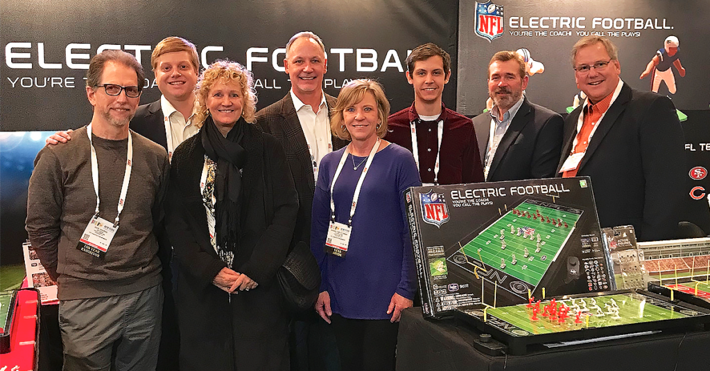 <img alt="Tudor NFL Electric Football Sas Family visits Tudor games Toy Fair 2018">