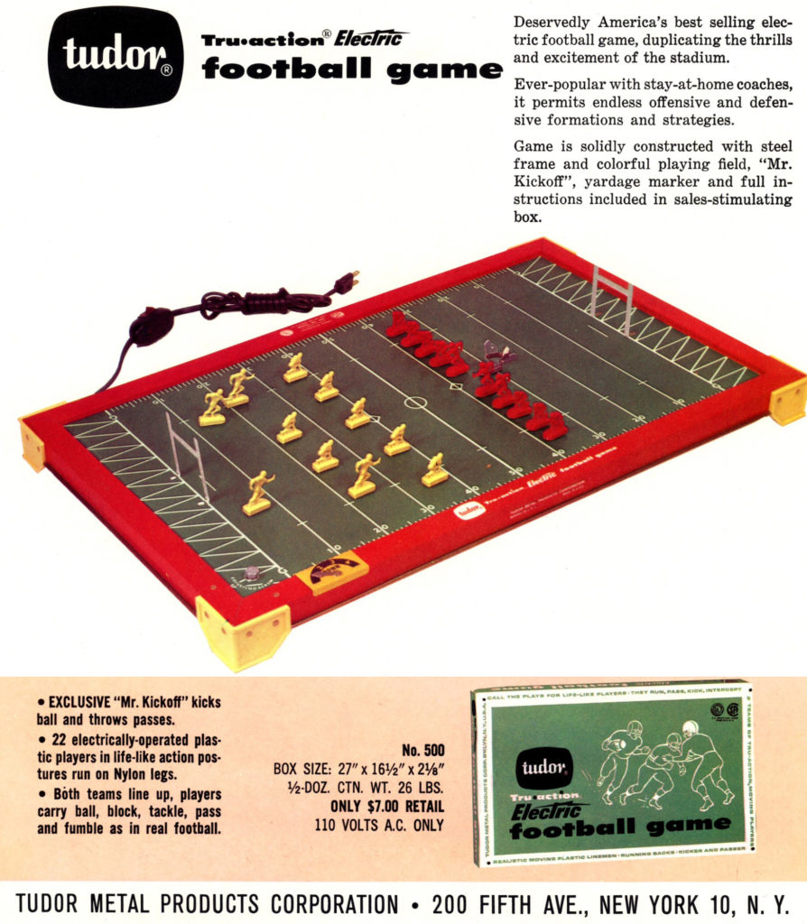 Electric Football in the 1960 Tudor Metal Products Sales catalog