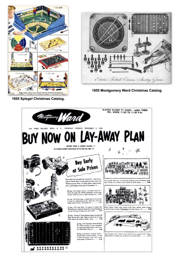 1955 Christmas Catalogs and ads for Electric Football