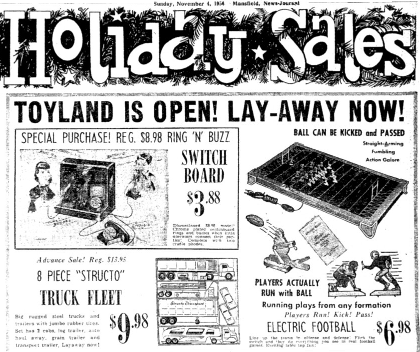 1956 Tudor ELectric Football ad