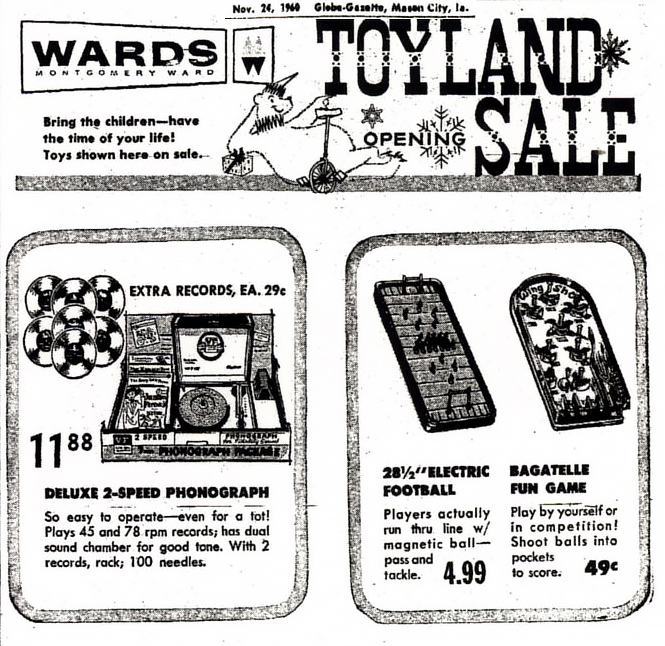 Gotham Electric Football in 1960 in Montgomery Ward