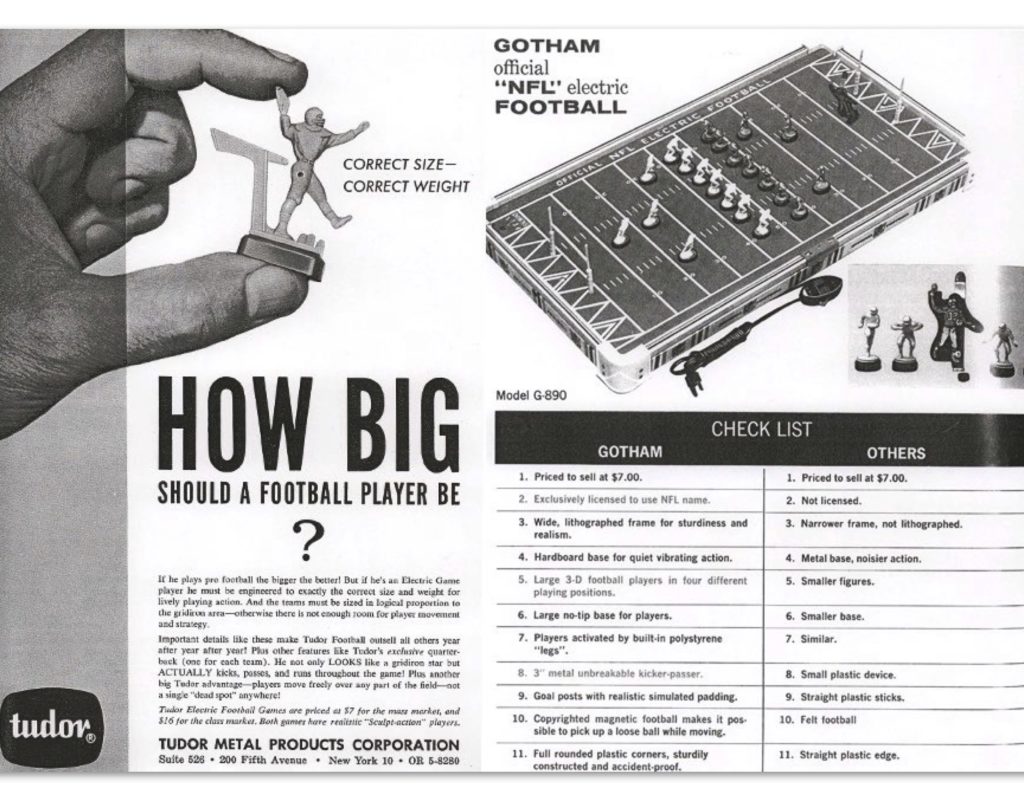 1963 Tudor and Gotham have an Electric Football war of words in Playthings
