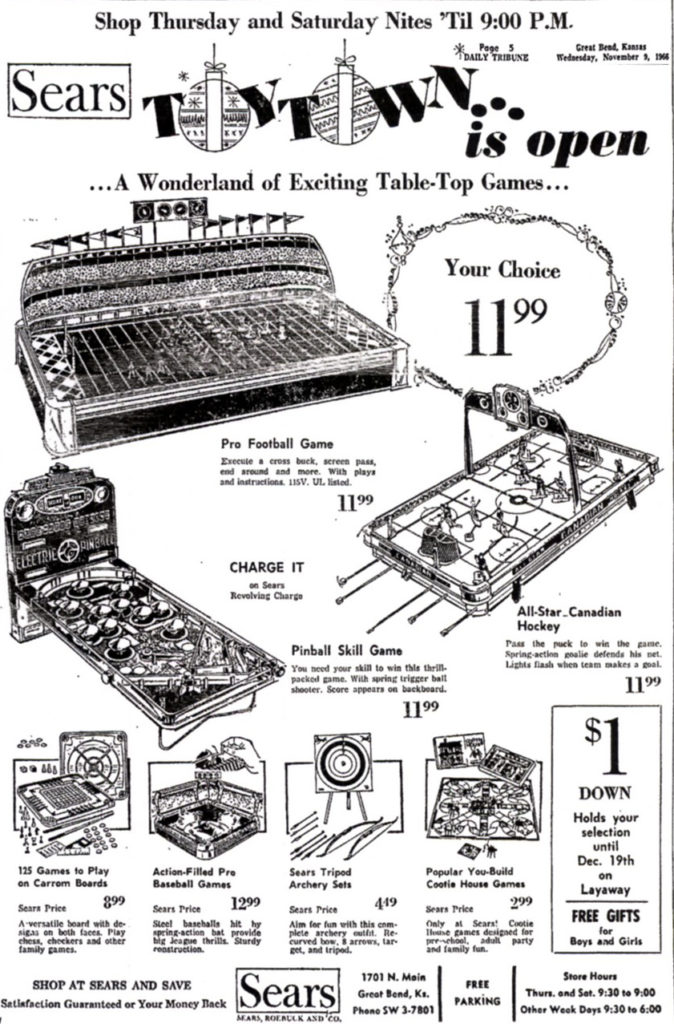 Electric Football 1966 Sears newspaper ad