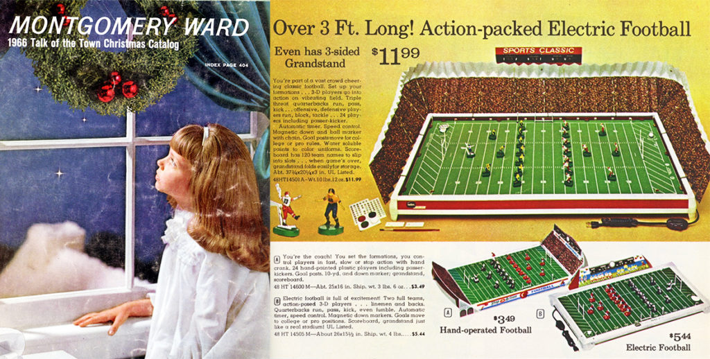 Electric Football Tudor accordion 600 game in the Montgomery Ward Christmas Catalog