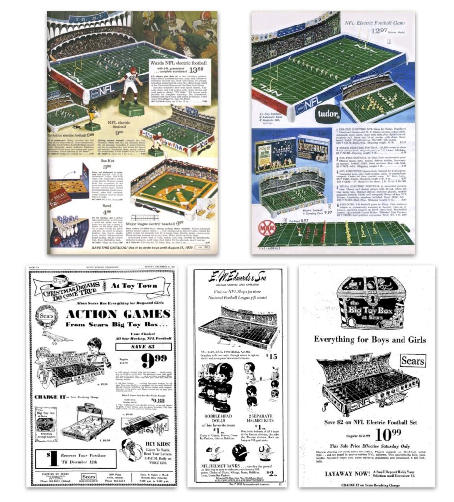 Electric Football 1969 Tudor NFL Christmas catalogs
