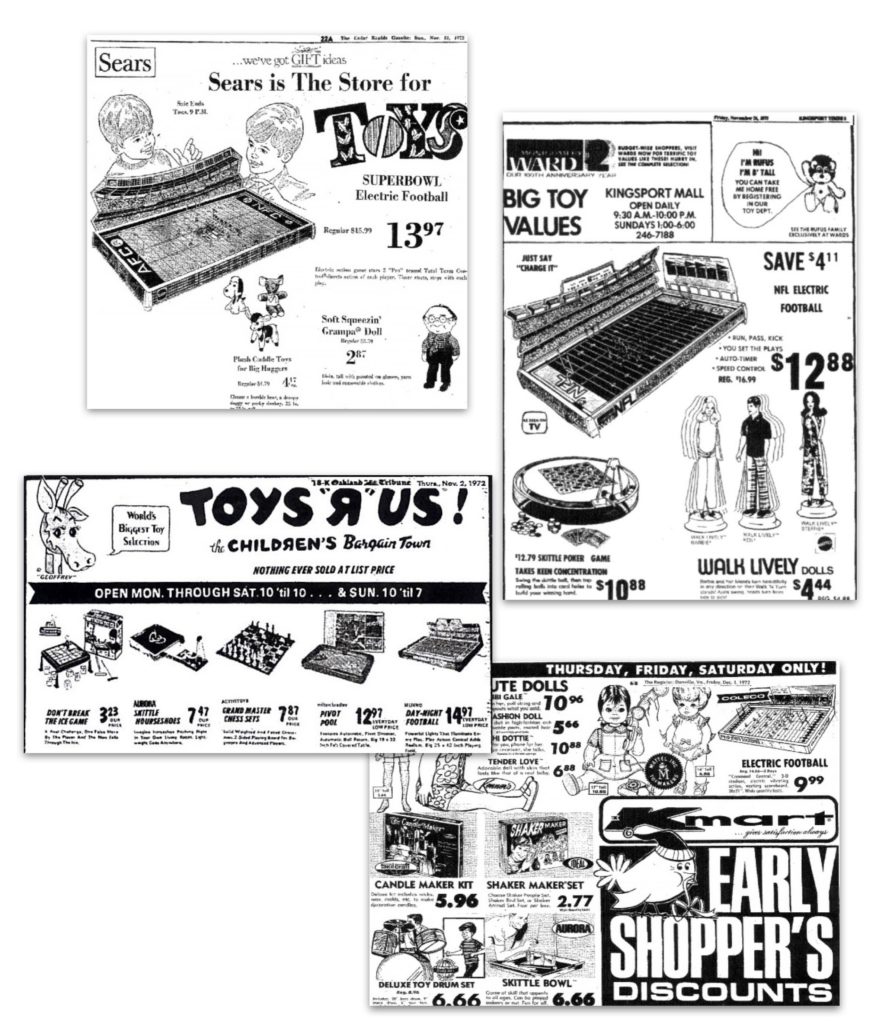 Electric Football 1972 Christmas ads