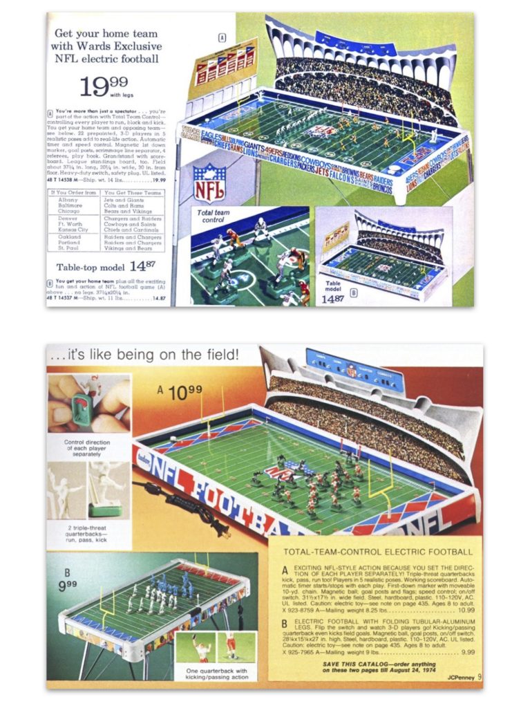 Electric Football 1973 Ward Penney Christmas catalog Tudor