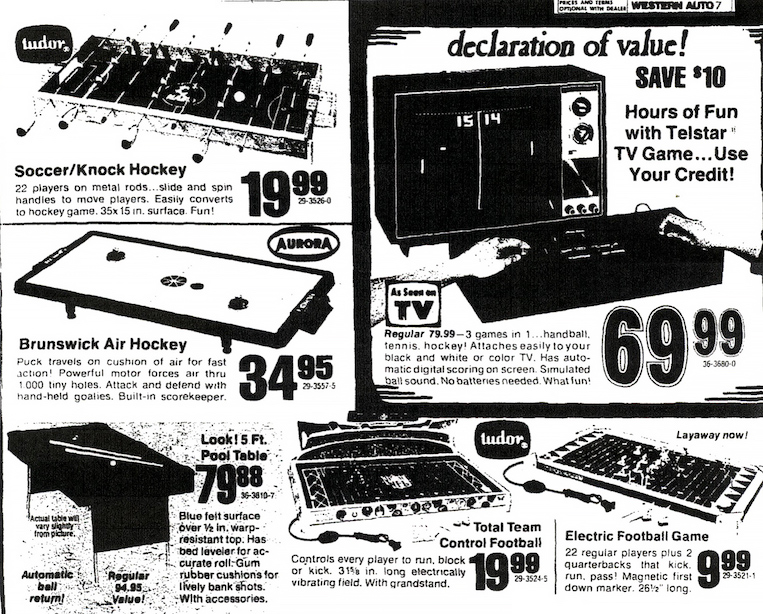 Electric Football Timeline 1976 Western Auto ad