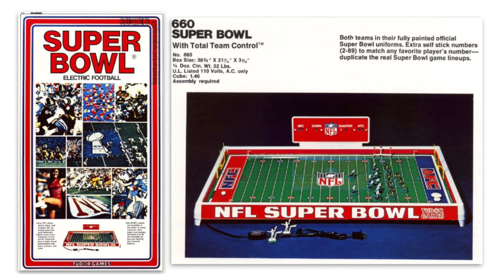 Electric Football Timeline 1977 Tudor Super Bowl box and game