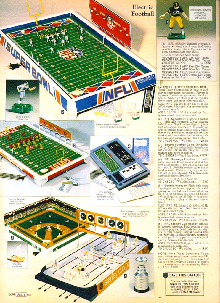 Electric Football Timeline 1979 Sears Christmas Catalog NFL